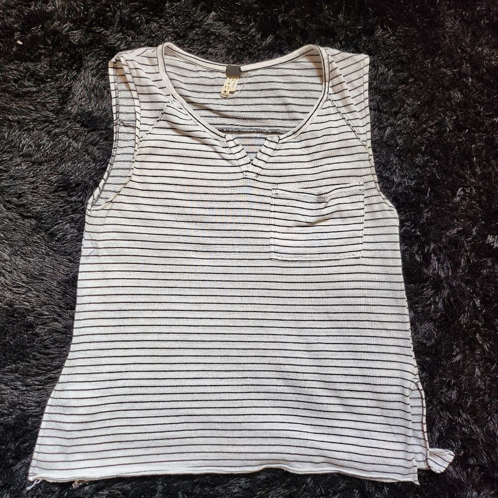 We The Free Black and White Striped Oversized Tank Top
